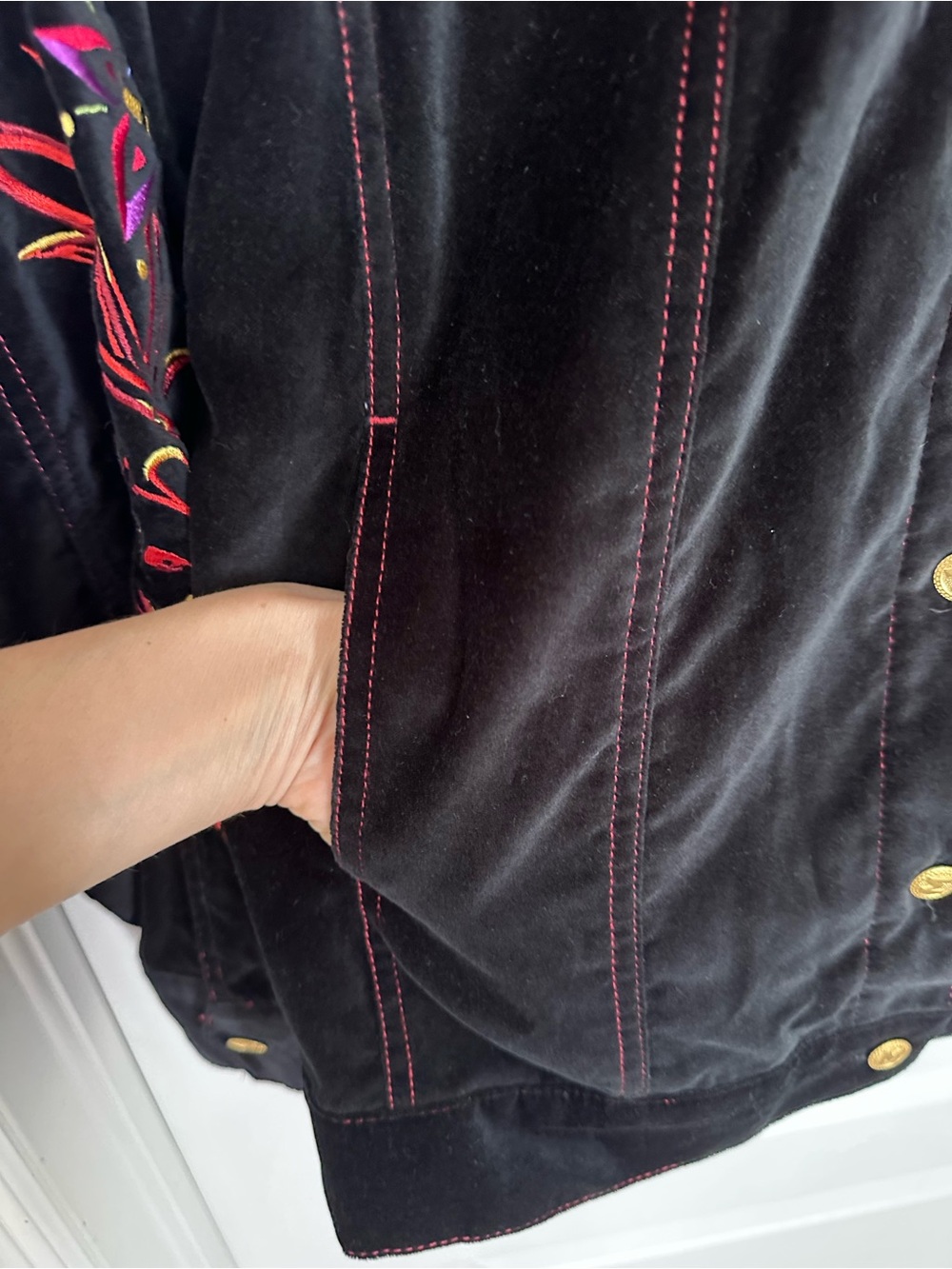 Bob Mackie Embroidered Jacket Black Multicolour Multiple colors size  L - Picture 9 of 13